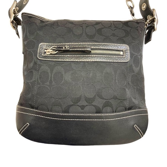 Coach Handbags - Coach Black Signature Jacquard Crossbody with Leather Trim